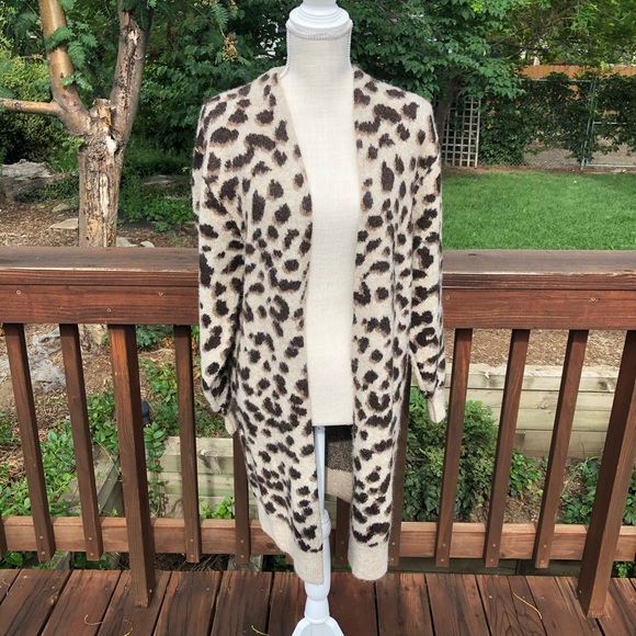 H&M Sweaters - H&M Jacquard Knit Long Leopard Print Cardigan